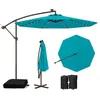 Image de COSTWAY Parasol Déporté 3M avec 40 Lumières LED Panneau Solaire 6 HeuresBase Croisée Sac de Sable Tissu en Polyester UV 20+ Vert