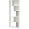 Image de Bibliothèque salon à 5 niveaux avec 10 cubes, 2 dispositifs anti-basculement, étagère de rangement pour salon, bureau, 60x25x160cm, blanc