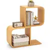 Image de Bibliothèque en forme de s en bambou, 2 niveaux avec cubes ouverts, bibliothèque, étagère de rangement pour salon, chambre, bureau, naturel