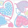 Image de Stickers - Coeurs Bleus, Roses, Verts - Hauteur 45,7 Cm