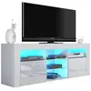 Image de Meuble tv jive blanc a led 145 cm avec 2 portes laquées