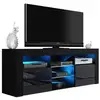 Image de Meuble tv jive noir a led 145 cm avec 2 portes laquées