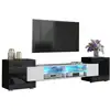 Image de Meuble tv pablo 230 cm avec led blanc mat et noir laqué