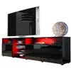 Image de Meuble tv massimo 200 cm noir mat et portes noir laquées led rgb