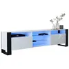 Image de MEUBLE TV 200 CM LOVY LED BLANC MAT ET BLANC LAQUE - STYLE INDUSTRIEL