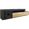 Image de Meuble tv flex noir et bois - led inclus - extensible - angle - industriel