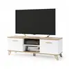 Image de Bergen meuble tv scandinave 150 cm sur pieds bois et blanc
