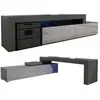 Image de Meuble tv flex 148 - 280 cm led noir mat gris laque modulable extensible angle