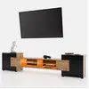 Image de Meuble tv pablo 230 cm bois chêne et noir mat avec led rgb
