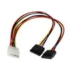 Image de StarTech.com Cable d'Alimentation Adaptateur en Y Molex vers Double SATA - 30 cm - 1x LP4 Male - 2x SATA Power Receptacle - adaptateur secteur - alimentation interne 4 plots pour alimentation SATA