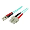 Image de StarTech.com Cable patch a fibre optique LSZH duplex 50/125 multimode turquoise 10 Gb 2 m LC - SC - cordon de raccordement - 2 m - turquoise