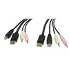 Image de StarTech.com Cable de commutateur KVM DisplayPort USB 4-en-1 de 1,8 m avec audio et microphone - cable video / USB / audio - 1.8 m