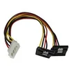 Image de StarTech.com Cable repartiteur d'alimentation en Y LP4 vers 2 SATA a angle droit et verrouillage 30 cm - LP4 4 broches vers deux SATA - adaptateur secteur - alimentation interne 4 plots pour alimentation SATA - 30 cm