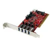 Image de StarTech.com Carte contrôleur PCI a 4 ports USB 3.0 SuperSpeed - Adaptateur PCI 4x USB A (F) avec alimentation SATA / SP4 - adaptateur USB