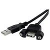 Image de StarTech.com Cable USB 2.0 a montage sur panneau de 60cm - Rallonge USB monte sur goulotte - Cordon USB A vers A - F/M - Noir - rallonge de cable USB - USB pour USB - 60 cm