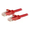 Image de StarTech.com Cable reseau Cat6 Gigabit UTP sans crochet de 1m - Cordon Ethernet RJ45 anti-accroc - Cable patch Male / Male - Rouge - cordon de raccordement - 1 m - rouge