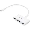 Image de Startech.com Hub Usb-c À 3 Ports Avec Gigabit Ethernet - Usb 3.0 (5gbps) - Usb-c Vers 3x Usb-a - Blanc