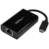 Image de StarTech.com Adaptateur USB-C vers Gigabit Ethernet avec USB Power Delivery - Concentrateur USB Type-C vers GbE - Noir (US1GC30PD) - adaptateur reseau - USB-C - Gigabit Ethernet