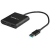 Image de StarTech.com Adaptateur USB 3.0 vers double HDMI, 1x 4K 30Hz et 1x 1080p, carte video et graphique externe, dongle adaptateur d'affichage double moniteur USB Type-A vers HDMI, prend en charge Windows uniquement, noir - Adaptateur USB vers double HDMI (USB
