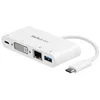 Image de StarTech.com Adaptateur multiport USB-C - Power Delivery (USB PD) - USB C vers USB 3.0 / DVI / GbE - Hub USB Type-C - adaptateur video externe - blanc