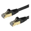 Image de StarTech.com 50cm CAT6A Ethernet Cable, 10 Gigabit Shielded Snagless RJ45 100W PoE Patch Cord, CAT 6A 10GbE STP Network Cable w/Strain Relief, Black, Fluke Tested/UL Certified Wiring/TIA - Category 6A - 26AWG (6ASPAT50CMBK) - cordon de raccordement - 50 c