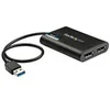 Image de StarTech.com Adaptateur USB 3.0 vers double DisplayPort 4K 60 Hz - Carte graphique externe USB 3.0 vers 2 ports DP (USB32DP24K60) - Adaptateur DisplayPort - USB type A pour DisplayPort - 30 cm