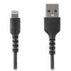 Image de StarTech.com Cable USB-A vers Lightning Noir Robuste 1m - Cable de Charge/Synchronisation de Type A vers Lightning en Fibre Aramide - iPad/iPhone 12 - Certifie Apple MFi (RUSBLTMM1MB) - cable Lightning - Lightning / USB - 1 m
