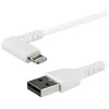 Image de StarTech.com Cable USB-A vers Lightning Blanc Robuste 2m Coude a 90° - Cable de Charge/Synchronisation USB Type A vers Lightning en Fibre Aramide Resistante - Apple MFi - iPhone (RUSBLTMM2MWR) - cable Lightning - Lightning / USB - 2 m