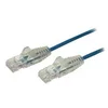 Image de StarTech.com Cable reseau Ethernet RJ45 Cat6 de 1,5 m - Cordon de brassage mince Cat 6 UTP sans crochet - Fil Gigabit bleu (N6PAT150CMBLS) - cordon de raccordement - 1.5 m - bleu
