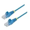 Image de StarTech.com Cable reseau Ethernet RJ45 Cat6 de 2,5 m - Cordon de brassage mince Cat 6 UTP sans crochet - Fil Gigabit bleu (N6PAT250CMBLS) - cordon de raccordement - 2.5 m - bleu