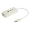 Image de StarTech.com Adaptateur USB-C vers Ethernet Gigabit avec port USB 3.0 - Blanc (US1GC301AUW) - adaptateur reseau - USB-C - Gigabit Ethernet + USB 3.1 Gen 2