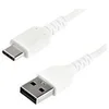 Image de StarTech.com Cable de Chargement 2m USB A vers USB C - Cordon USB 2.0 vers USB-C a Charge/Synchronisation Rapides - Gaine TPE en Fibre Aramide M/M 3A Blanc - Samsung S10/iPad Pro/Pixel (RUSB2AC2MW) - Cable USB de type-C - USB pour 24 pin USB-C - 2 m