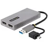 Image de StarTech.com USB to Dual HDMI Adapter, USB A/C to 2x HDMI Monitors (1x 4K 30Hz, 1x 1080p), Integrated USB-A to C Dongle, 4in/11cm Cable, Windows macOS - USB 3.0 to HDMI Multi-Monitor Display Adapter for Laptop (107B-USB-HDMI) - adaptateur video - HDMI /
