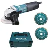 Image de Meuleuse dangle Ø125mm 1100W et 2 disques diamants dans coffret Makpac - MAKITA GA5040RKDJ