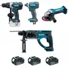 Image de Pack 4 outils makita dlx4054mx1 (df458+ga452+hr202+td152+3xbl1840b+dc18rc+sac outil) DLX4054MX1