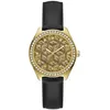 Image de Guess G Gloss Montre Femme Acier Doré Cuir Noir GW0608L2