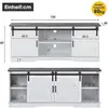 Image de Meuble tv buffet moderne avec 2 portes coulissantes classiques,étagères réglables pour salon salle à manger,150l x 40l x 60hcm,blanc