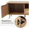 Image de Meuble tv design en rotin,commode tv avec pieds en bois massif,2 tiroirs + 4 compartiments de rangement,200 x 37 x 49cm