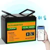 Image de ECO-WORTHY Batterie Lithium 12V 100AH Bluetooth Batterie LiFePO4Protection de BMS et de Basse Température4000+ pour Camping Car