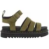 Image de Nu-pieds - Dr. Martens - Modèle BLAIRE - Cuir nubuck - Talon plateau 4 cm - Couleur kaki