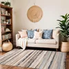 Image de LIVABLISS Tapis de Salon à Poils Courts Doux Scandinave Moderne PANDORA 200x275cm Gris/Bleu