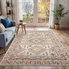 Image de LIVABLISS Tapis de Salon à Poils Courts Doux Scandinave Bohème EVELYN 200x275cm Multicolore/Rose