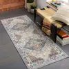 Image de LIVABLISS Tapis de Couloir à Poils Courts Doux Vintage Oriental JADE 80x220cm Multicolore/Gris