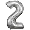 Image de Ballon en aluminium chiffre 2 argent 50x88cm - Décoration de fête danniversaire