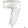 Image de Ballon Aluminium 40 cm : Chiffre 7 - Argent