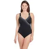 Image de Maillot de Bain Femme - Zoggs Suffolk - Armatures D-E - Rayures Diagonales - Tissu Ecolast+  - Gris-Blanc