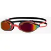 Image de Lunettes de natation Zoggs Fusion Air Titanium rouge noir avec verres à effet miroir orange