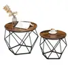 Image de Vasagle tables basses, lot de 2, tables d'appoint, tables de salon, bouts de canapé, cadre en acier robuste, pour salon, chambre, style industriel, marron rustique et noir let040b01