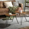 Image de VASAGLE Lot de 2 Tables basses gigognes style industriel 60 x 38 x 475 cm 52 x 315 x 425 cm Marron Rustique et Noir LNT012B01