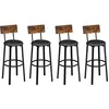 Image de VASAGLE Chaises de Bar Lot de 4 Tabourets Hauts Sièges Rembourrés Montage Facile Style Industriel Marron Rustique et Noir